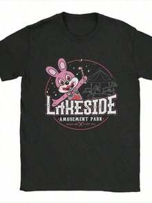 Fashion Printed T-Shirts For Women, Oversized Streetwear Tops, Comfortable And Stylish All-Match Summer Tees. Lightweight And Fashionable T-Shirts For Men And Women, High-Quality Clothing With Round Neck And Short Sleeves, With Lakeside Park Silent Hill 01336 Print, Cotton, Well-Fitting. - 黑色 - 查看 6