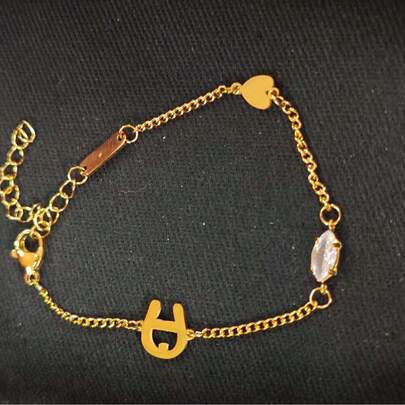 1 chiếc vòng tay chữ cái đính đá Zirconia thời trang, trang sức đa năng phù hợp cho đeo hàng ngày và dự tiệc.