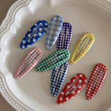 6pcs/Set Random Wavy Plaid Hair Clips, Y2K Polka Dot Hair Clips, Suitable For Bangs, Fashion Versatile, Great Daily Use Gift,Hair Claws,Bobby Pin - Multicolor - View 2