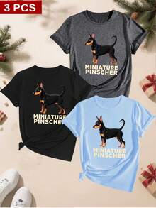 Women's T-Shirts, Women's T-Shirts With Cute Chihuahua Print, Short Sleeve T-Shirt With Round Neck, Casual, Fashionable And Elegant, One-Piece, Casual And Sporty, Elastic, Machine Washable, Suitable For Daily Wear And Outdoor Leisure Activities In All Seasons. - 1件白色隨機圖案 - 查看 5