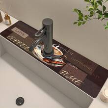 1 pieza Alfombra de goma con patrón de café, antideslizante y de secado rápido, absorbente, adecuada para el fregadero y el grifo, ideal como regalo de vacaciones - Multicolor - Ver 8