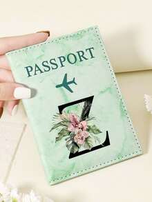 1pc A-Z 26 Letters Fashionable Letter Print Stylish Burgundy Passport Cover, Premium PU Leather Passport Wallet With Multi-Card Pockets For Credit Cards, Boarding Passes, And IDs, Compact And Portable Travel Essentials Organizer For Women, Men - Pink - View 52