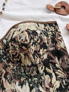 Blusa de tirantes con estampado floral vintage bohemio, elegante y tropical, ideal para vacaciones, boda en la playa, graduación, brunch, Día de San Patricio, Spring Break, Pascua, festivales de música, otoño/invierno - Marrón - Ver 4