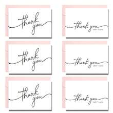 6pcs Minimalist Thank You Cards With Kraft Envelopes, Elegant Script Greeting Cards For Wedding, Baby Shower, Business, Small Shop, Bulk Notes For All Occasions. Small Business Packaging Supplies, Bulk Script Thank You Notes For Boutique, Online Shop, Customer Appreciation Cards.Simple Handwritten Calligraphy Bridal Shower Gift Notes, Modern Engagement & Birthday Party Stationery Bulk - View 3