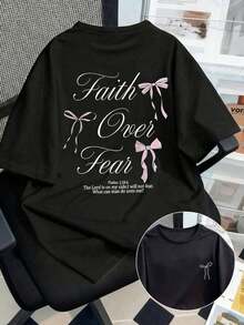 Plus Size Women's Casual Summer Crop Top, Cute Printed T-Shirt, Vacation And Beach Wear In Black - 黑色 - 查看 6