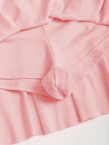 Conjunto de top de tirantes y minifalda plisada y con decoración de flores metálicas para mujer, ideal para el verano - Rosa vieja - Ver 7