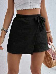 Frenchy Pantalones de verano, shorts cómodos con lazo para mujeres, pantalones informales - Negro - Ver 1