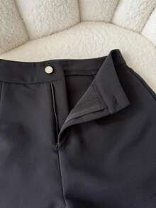 Pantalones de unicolor, simples y de moda, apropiados para el verano - Negro - Ver 4