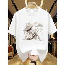 A Combination Of High-End Elegance And Understated Luxury: An Exquisite Printed T-Shirt, Crafted Exclusively For Women. Its Feminine Design Is Adorned With Pearl And Crystal Motifs, Radiating A Refined Sense Of Luxury That Makes It The Perfect Choice For Everyday Wear. - 白色1(印花圖案) - 查看 6