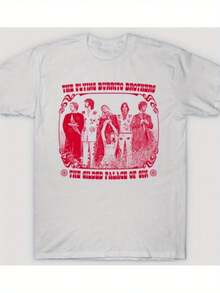 The Flying Burrito Brothers Vintage Band Grafik-T-Shirt - Unisex Weiches Baumwoll-T-Shirt mit Rotem Retro-Druck, Größen S-5XL, Maschinenwaschbar, Fan-Geschenk für Männer & Frauen, Musik-Fan-Kleidung, Bohemian-Stil, Bequeme Passform, Freizeitkleidung, Klassisches Design, Atmungsaktiver Stoff, Bedrucktes Shirt, für Freizeitträger - Weiss - Übersicht 1