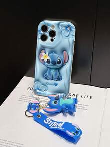 Disney Lilo And Stitch Phone Case : 3D Fluffy Pattern Border Protector Phone Soft Phone Case With A Free Cute Stitch Bracelet Chain Lanyard, Stitch, Lilo, Angel, For Apple 17 Promax 17 Pro 16 15 14 13 12 11 Pro Max XS Max X XR Soft Cover Summer Phone Case - trắng - Xem 5