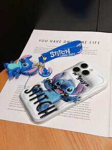 Disney Lilo And Stitch Phone Case : 3D Fluffy Pattern Border Protector Phone Soft Phone Case With A Free Cute Stitch Bracelet Chain Lanyard, Stitch, Lilo, Angel, For Apple 17 Promax 17 Pro 16 15 14 13 12 11 Pro Max XS Max X XR Soft Cover Summer Phone Case - White - View 6