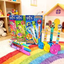 DIY Magic Sand Pen Craft Set, Detective And Spy Themed STEM Interactive Learning Educational Toy, Creative Birthday Gift - 藍色圖案隨機裝三隻裝 - 查看 1
