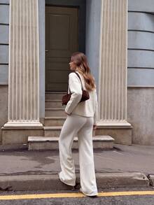 Senya 2026 Women's Knit 2 Pieces Set, V Neck Button Cardigan & Wide Leg Pants, Casual Chic Quiet Luxury Matching Outfit, Fall Winter Lounge Set - White - View 8