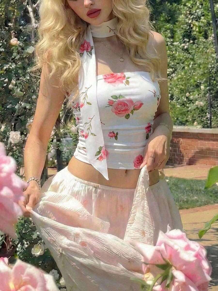 Blusa de punto plisada de unicolor para mujer - Rojo y blanco - Ver 1
