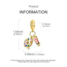 Colgantes con baño de oro de 18k de paleta de colores de moda clásica, accesorios de joyería para mujeres, cuentas para hacer pulseras y collares DIY, el mejor regalo de cumpleaños perfecto y único para accesorios casuales diarios y aficiones de pintura - Dorado - Ver 4