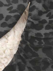 Body de manga larga con hombros transparentes y estampado de leopardo para mujer - Gris - Ver 7