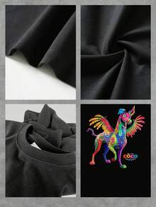 Alebrije colorido con alas que simboliza la conexión entre lo mágico y lo espiritual lleno de energía positiva y creatividad camiseta de mujer  cómoda y suave ideal para uso diario - Negro - Ver 4