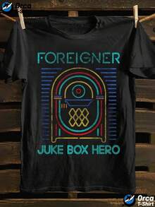 1 Hero Design T-Shirt - Vintage Black T-Shirt With Distressed Effect, Turntable Design, Bright Blue Text And Iconic Music Theme - Branded Casual T-Shirt, 100% Cotton, 180g, Perfect Gift For Music Lovers And Classic Rock Fans. - 黑色 - 查看 1