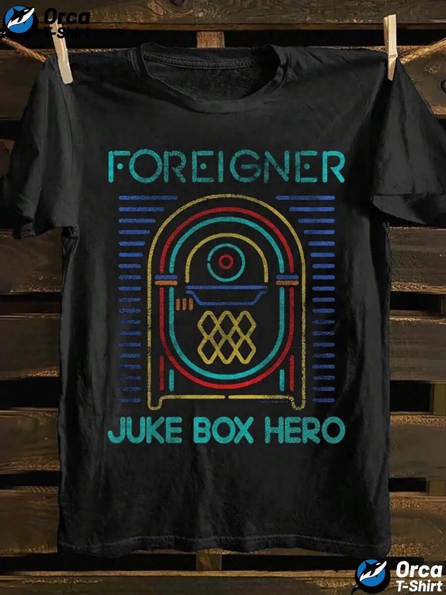 1 Hero Design T-Shirt - Vintage Black T-Shirt With Distressed Effect, Turntable Design, Bright Blue Text And Iconic Music Theme - Branded Casual T-Shirt, 100% Cotton, 180g, Perfect Gift For Music Lovers And Classic Rock Fans. - 黑色 - 查看 1