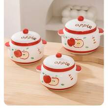 Cute Elegant Double-Ear Double-Lid Stew Pot With Lid And Fresh Fruit Bowl. Perfect For Kitchen And High-End Restaurant Use. Ideal Gift For Christmas, Graduation, Wedding And Mother's Day. - View 4