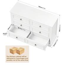 Commode à 6 tiroirs, 120 cm de large, commode aspect bois, buffet, commode - Blanc - Voir 7
