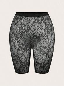 2 piezas Leggings básicos casuales de unicolor para mujer de talla grande, aptos para el verano - Negro 3 - Ver 2