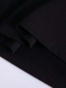 VintageCamiseta  Talla Grande  De Manga Corta Con Cuello Redondo Y Estampado De  Edificio Y Letra Inglesa Estampado De   MujerGraphic Tee - Negro - Ver 6