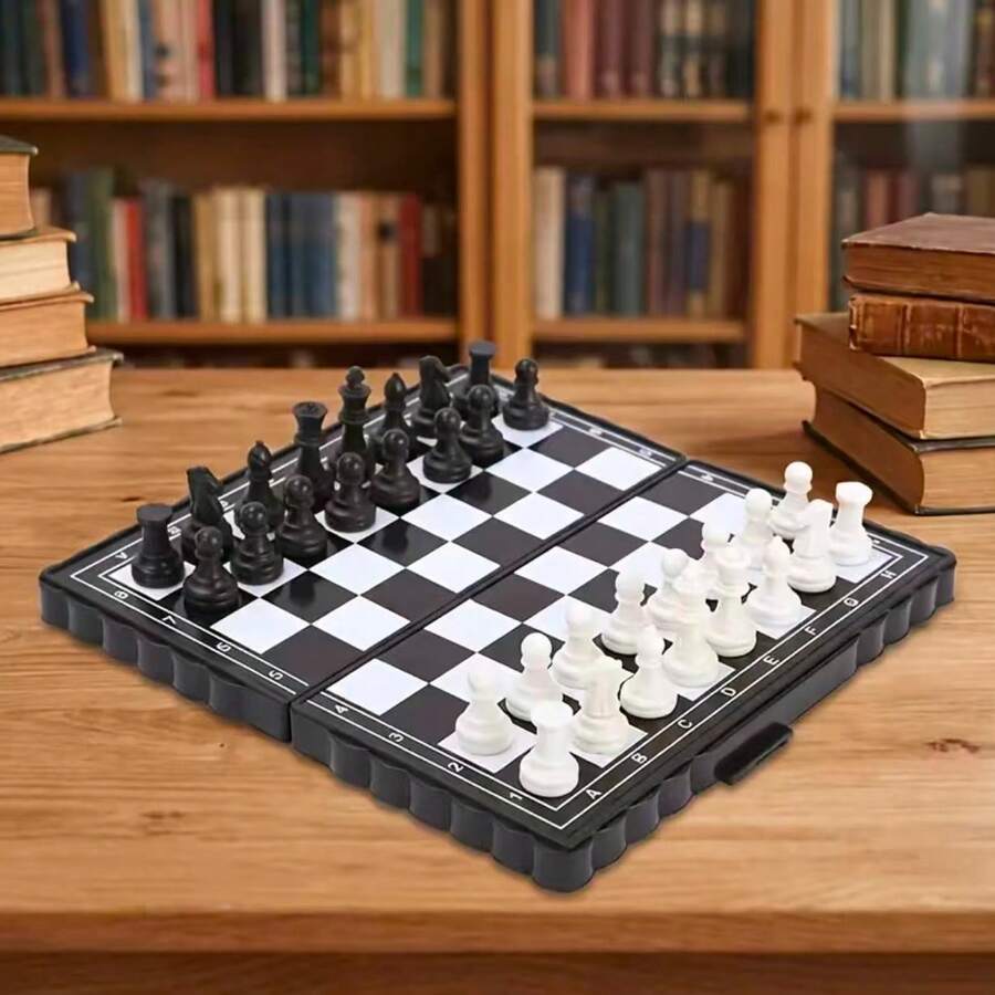 1pc Mini Portable Folding Chess Set, Leisure & Entertainment Activity - Multicolor - View 1