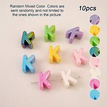 10pcs Electroplated Acrylic Large Hole English Letter Beads, DIY Phone Lanyard, Casual Shoe Charms, Handmade Jewelry Accessories, Holiday Gift [Random Mixed Color] - AB Colorful - View 28