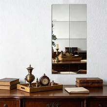 16pcs Self-Adhesive Acrylic Mirror Wall Sticker, Versatile Use For Makeup, Shaving & Home Decor, Suitable For Living Room, Bedroom, Background Wall Bathroom And Other Home And Office DIY Decoration, Wall Decoration, Geometric Design - Square - View 6