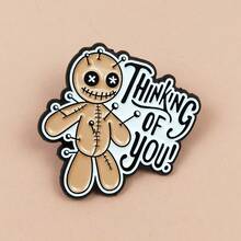 Cartoon Horror Plush Brooch, Creative English Letter Slogan Fashion Metal Badge, Versatile Accessory - Multicolor - View 2