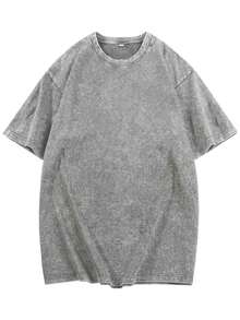 Camiseta de moda para hombre y mujer, resistente a 100 lavados| 230g, color sólido, estampado creativo de letras, suave y agradable al tacto, manga corta, cuello redondo, estilo casual, adecuado para todas las estaciones, perfecto para actividades al aire libre y como regalo para las vacaciones. - Gris - Ver 3