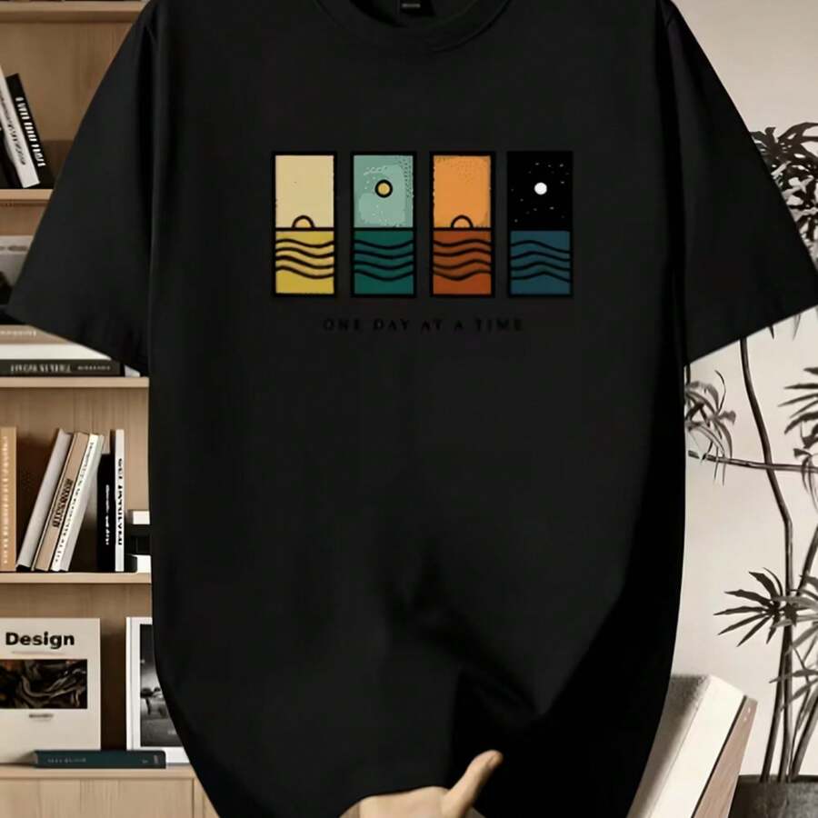 Camiseta impresa para hombres y mujeres - Negro - Ver 1
