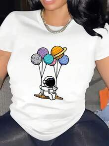 Women's Short Sleeve Crew Neck T-Shirt - Casual Summer And Spring Blouse With Short Sleeves And Crew Neck, Opaque Machine Washable Top, Casual Fit For Casual Outfits - In Stock (No-) - Women's Clothing - 白色 - 查看 6