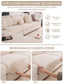 1 tấm bọc ghế sofa lưới xoay co giãn, bộ sản phẩm đa năng, bọc ghế sofa đa năng dùng được cả bốn mùa, chống mèo cào, thích hợp bảo vệ ghế sofa phòng khách hình chữ L và ghế sofa 1, 2, 3, 4 chỗ ngồi. - Màu be Bella - Xem 6