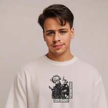 Oversized Anime Manga Panel Embroidery T-Shirt Gojo Inspired Streetwear UniS1ex 100% Cotton Heavyweight T-Shirt For Otakus220g Cla-Ssic Cotton T-Shirt - UniS-Ex - The Shirt You A-Lways NeededSuitable For All People, Whether WoM-En Or M-Enhigh-Quality Durable Fabric Suitable For All Seans,Ft To The Touch But Built To LastBreathabletops WoM.En Fall OutfiT.S For WoM.En VaC.Ation OutfiT.S WoM.En Easter, St. Patrick's Day Costume - 白色 - 查看 1