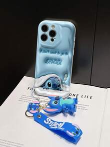 Disney Lilo And Stitch Phone Case : 3D Fluffy Pattern Border Protector Phone Soft Phone Case With A Free Cute Stitch Bracelet Chain Lanyard, Stitch, Lilo, Angel, For Apple 17 Promax 17 Pro 16 15 14 13 12 11 Pro Max XS Max X XR Soft Cover Summer Phone Case - 白色 - 查看 5