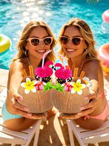 1pc Hawaii Theme Party Polished Coconut Cup, Reusable Coconut Shell Coconut Cup For Dessert, Ice Cream, Suitable For Wedding, Graduation Party, Summer Pool Party Decor - Polished Version - View 10