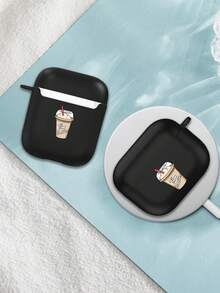 Coffee Cup Print Matte Black For AirPods Case, Compatible With For AirPods 4th/3rd/2nd/1st Generation - Black - View 4