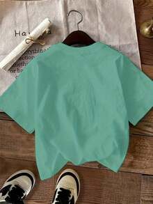 Women's Short-Sleeved T-Shirt, 100% Pure Cotton, With Lemon Print, Versatile (7) Women's T-Shirt With Vintage Retro Print, 100% Cotton - 綠色 - 查看 3