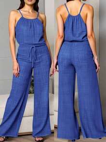Pantalones tipo mono holgado de moda para mujer de talla grande - azul real - Ver 7