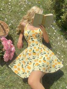 Vestido largo con bandeau de lunares para mujer, minimalista y de moda, adecuado para el verano, vestido de lunares, vestido de lunares, vestido retro, vestido de lunares para mujer - Amarillo claro - Ver 1
