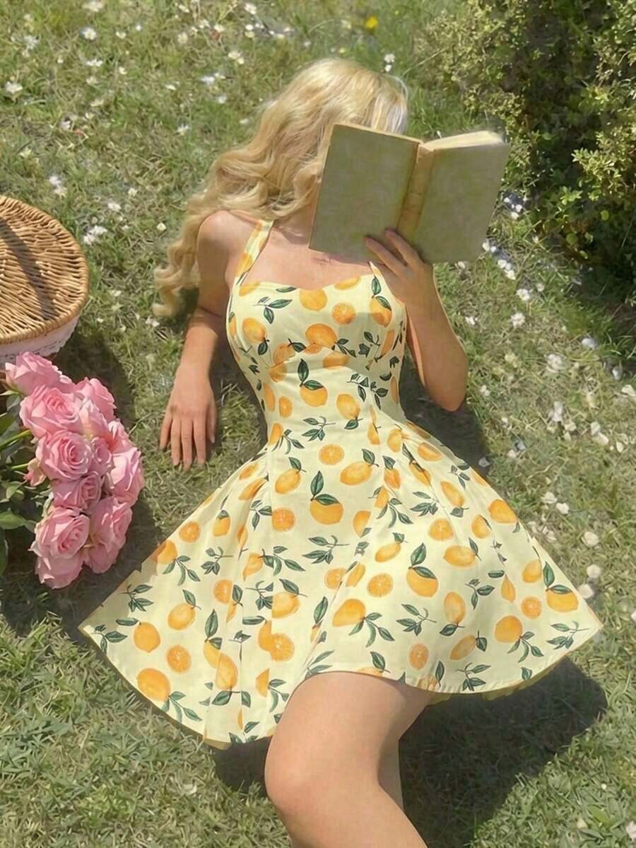 Vestido largo con bandeau de lunares para mujer, minimalista y de moda, adecuado para el verano, vestido de lunares, vestido de lunares, vestido retro, vestido de lunares para mujer - Amarillo claro - Ver 1