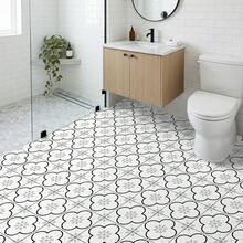 Set de 12 pegatinas de pared con patrón floral francés, pegatinas decorativas retro y gruesas para azulejos de baño, piso y pegatinas antideslizantes con flores y ladrillos para la renovación del fondo de la cocina, pegatinas de pared extraíbles - pts001 - Ver 2