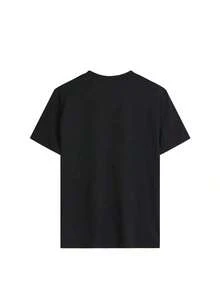 Lightweight, Comfortable And Soft Short-Sleeved T-Shirt, Inspired By Pinterest Street Style, With A Marble Texture Print And Sports Club Graphic, Casual Summer Top In Pure-Cotton - 黑色 - 查看 5