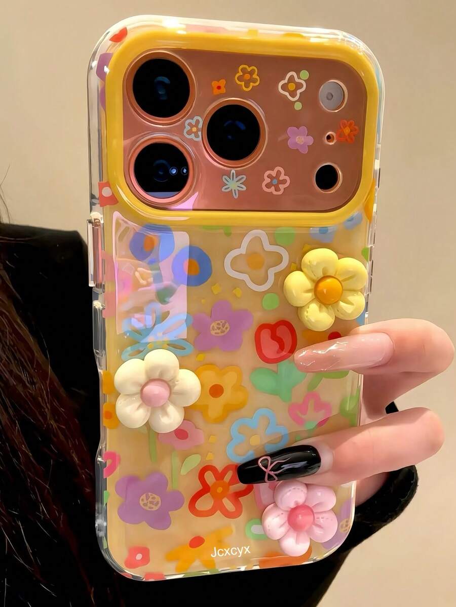 春季彩色 3D 花卉手機殼,相容 iPhone 18 Pro Max 18 Pro 18 17 Pro Max 17 Pro 17 16 Pro Max 16 Pro 16 15 Pro Max 15 Pro 15 14 Pro Max 14 Pro 14 13 Pro Max 13 Pro 13,時尚耐用手機配件保護殼,適合科技愛好者、時尚愛好者,可愛花卉女孩禮物 - 線條花朵 - 查看 1