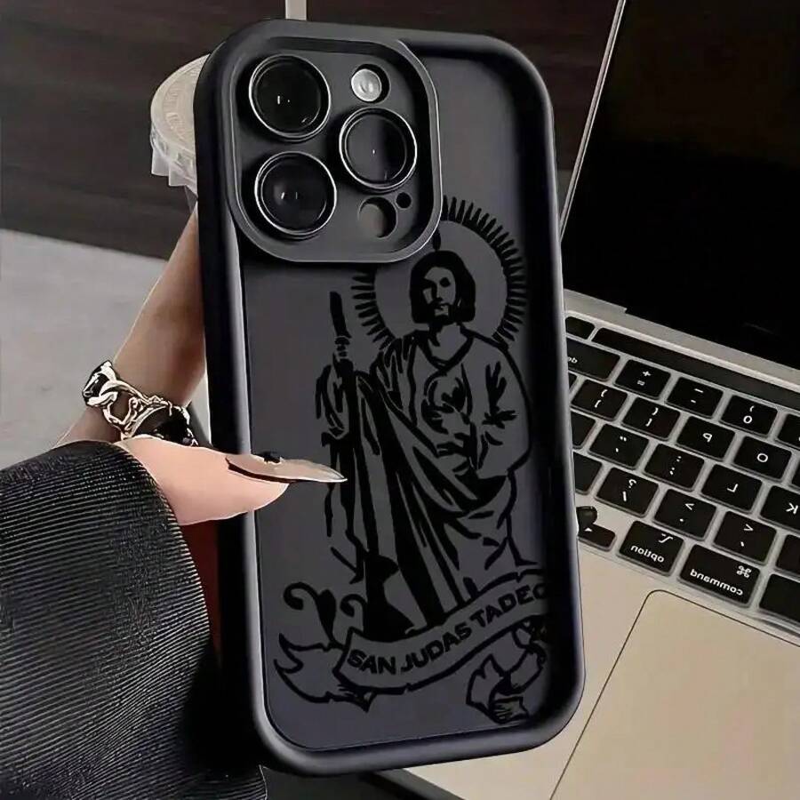 Fashionable Thick And Soft Case For Men Holding A Wooden Stick, Made Of Durable Material, Compatible With IPhone 16/16pro/16promax/15/15pro/15promax/14/14pro/14promax/13/13pro/13promax/12/12pro/12promax/11 Pro Max - 黑色 - 查看 1