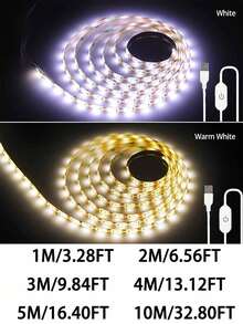 USB LED燈條 觸控感應 5V 2835 LED 柔性背光燈，適用於房間櫥櫃照明、鏡子增亮、鏡櫃樓梯裝飾照明、電視背光、櫥櫃臥室DIY裝飾 - 白色 - 查看 12