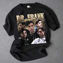 1 Piece Patchwork Shirt Featuring Dr. Frank From "The Good Doctor," Matching Set For Couples, Sizes S-3XL, Unisex, Urban Fashion, Casual Summer Style, Elegant Women's Shirt, Crew Neck Cotton T-Shirt, For Everyday Wear. | Perfect Holiday Gift | 100% Cotton Fabric | Soft And Comfortable | Crew Neck T-Shirt | - 黑色 - 查看 3